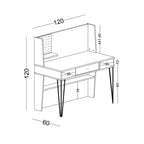 Birou copii Lotus – schiță cu dimensiuni