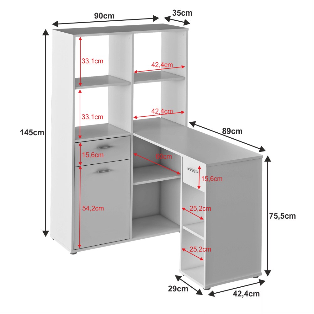 Birou copii Mineson – schiță cu dimensiuni