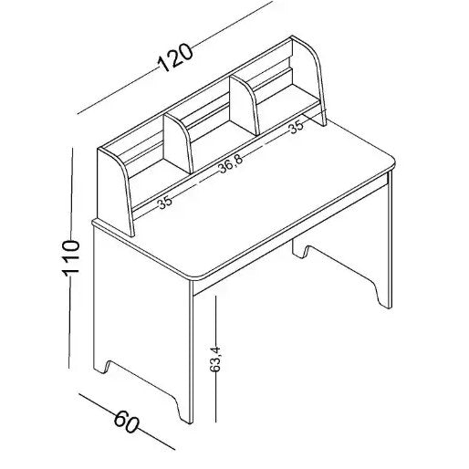 Birou copii Nora – schiță cu dimensiuni