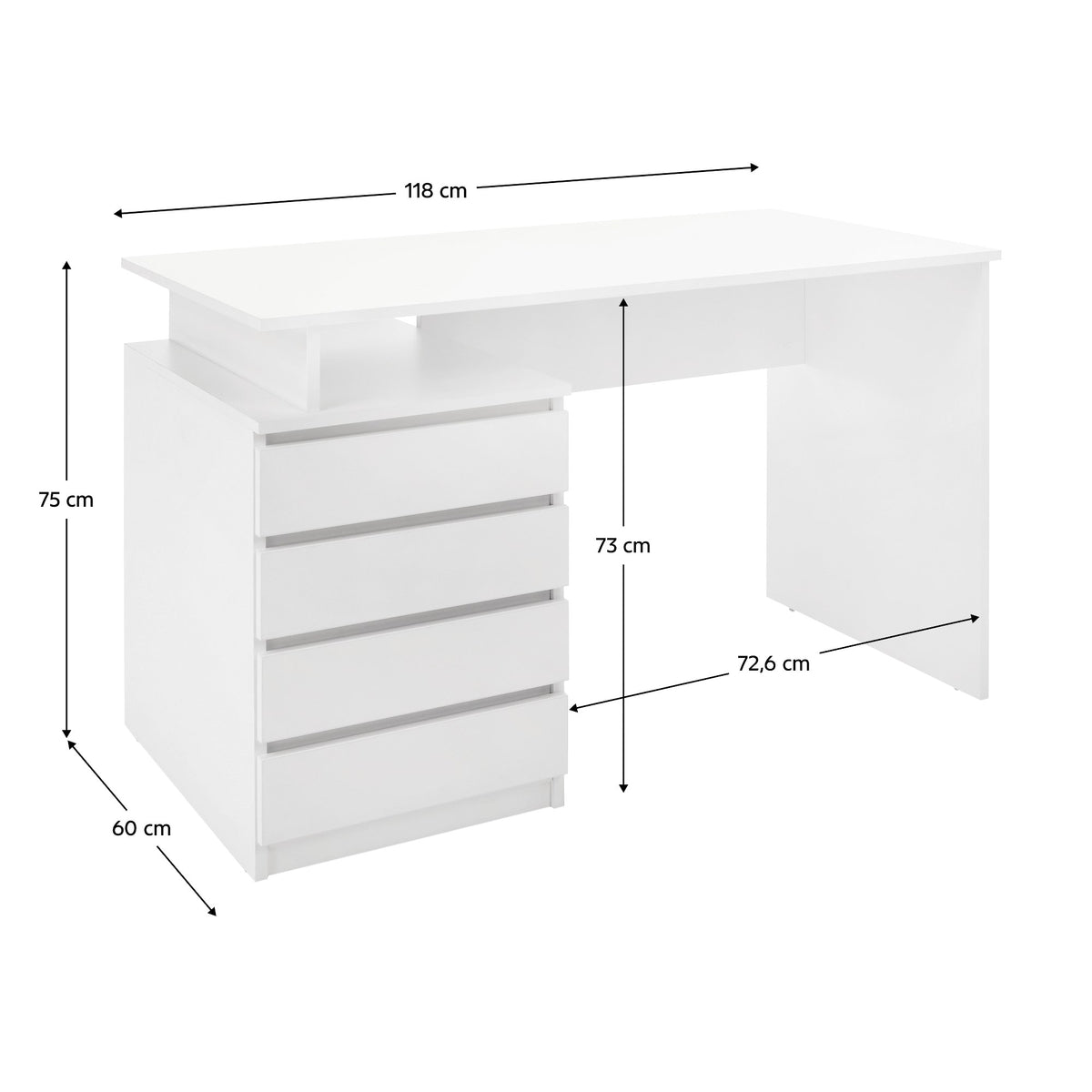 Birou Hany – schiță cu dimensiuni