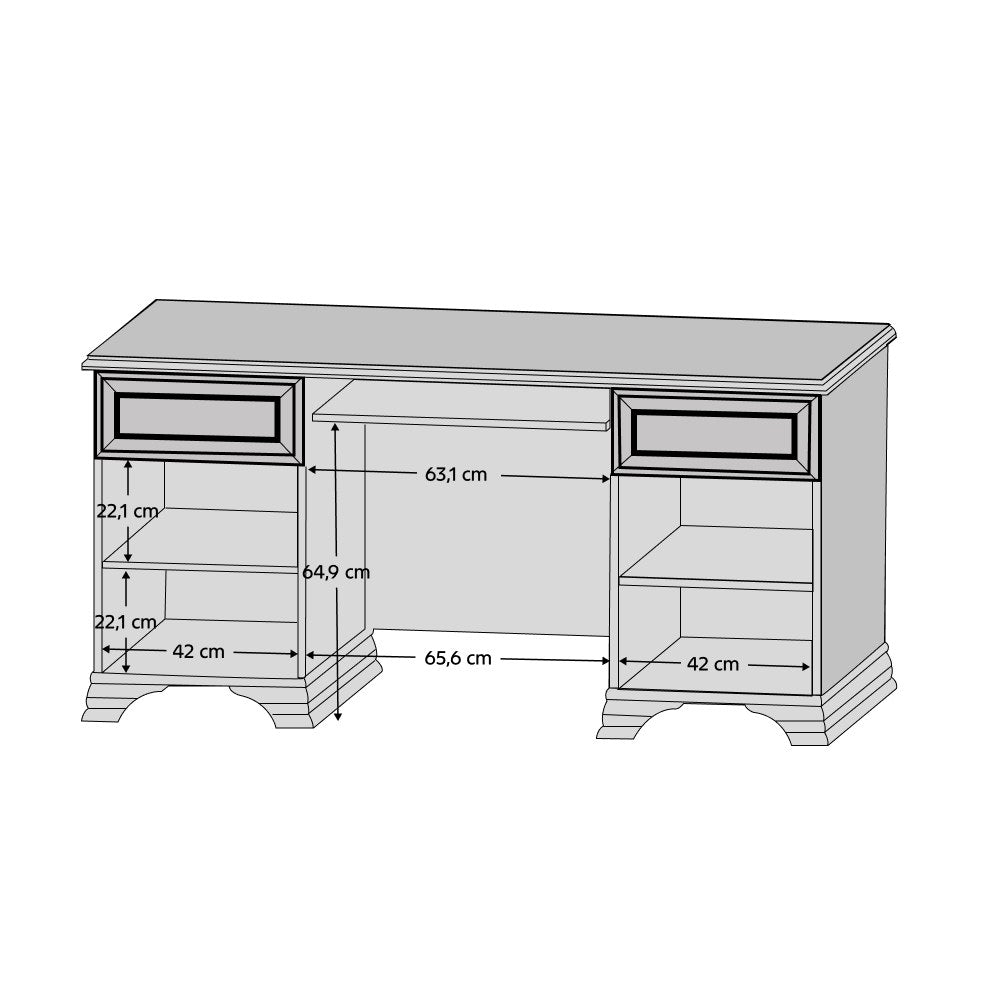 Birou Kentak – schiță cu dimensiuni