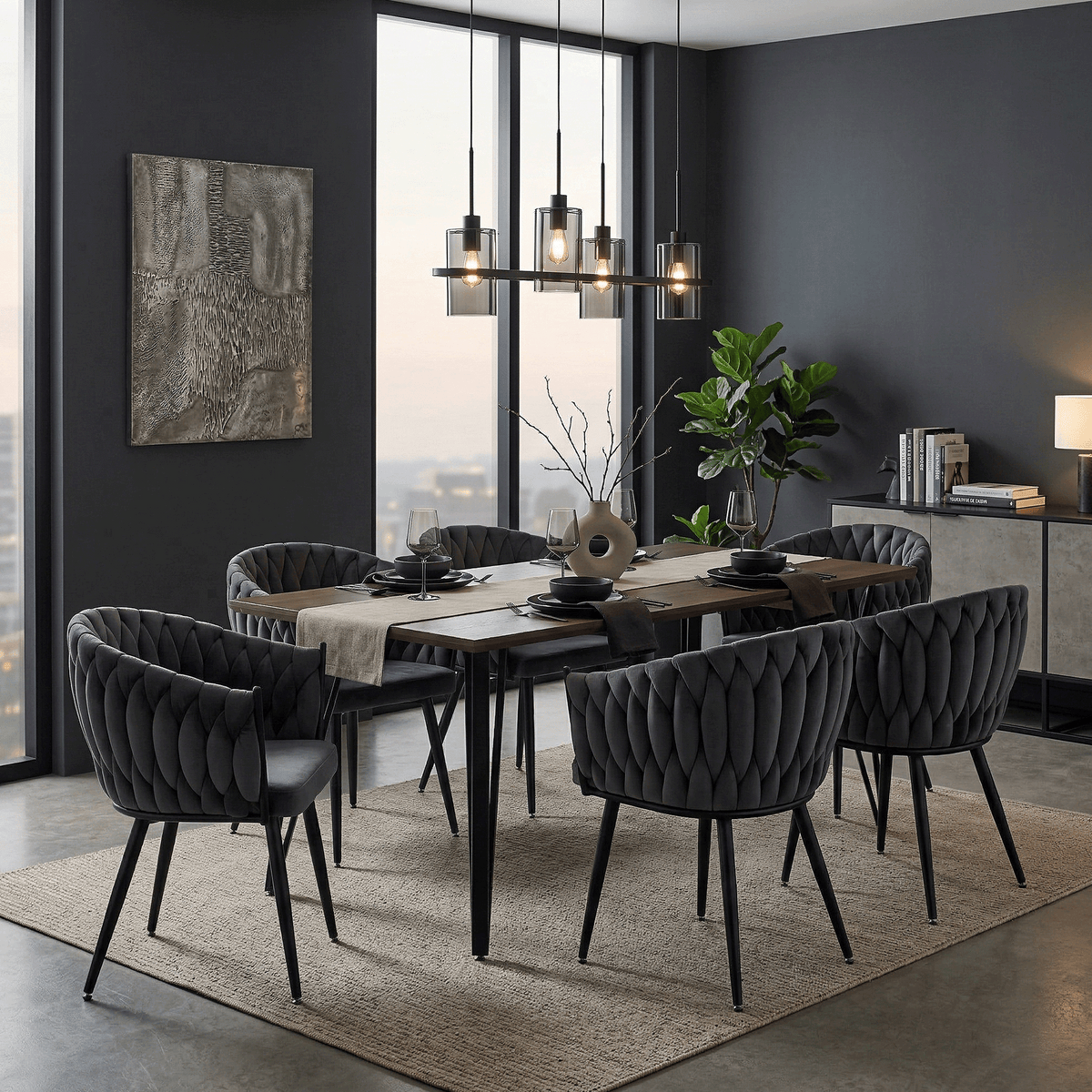 Masa dining FRIADO, stejar / negru