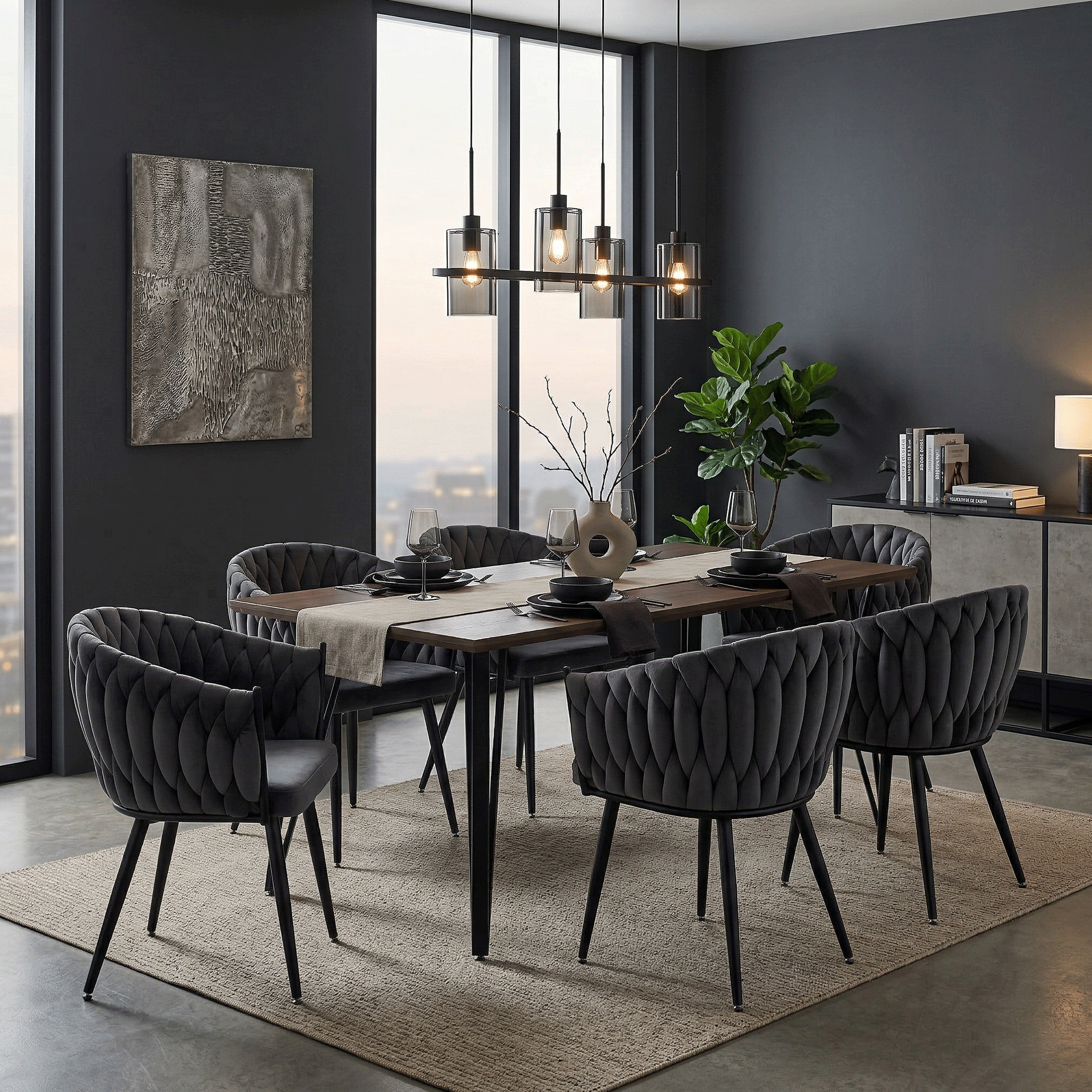 Masa dining FRIADO, stejar / negru