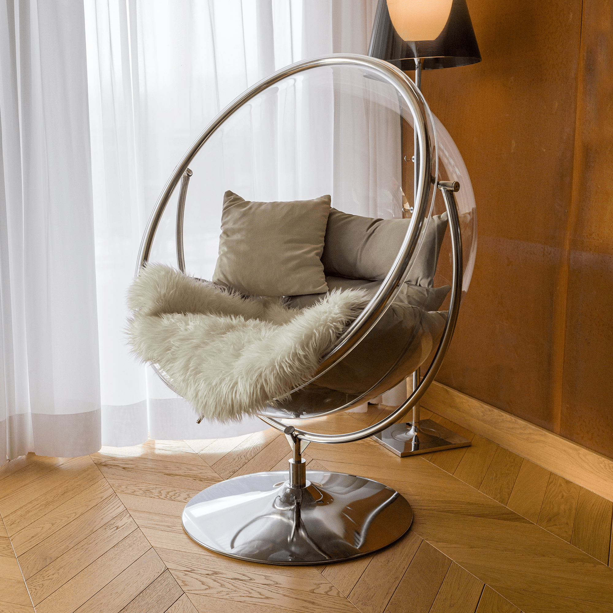 Fotoliu leagan BUBBLE, argintiu / gri