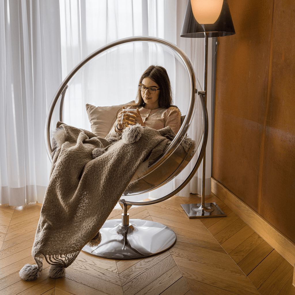 Fotoliu leagan BUBBLE, argintiu / gri