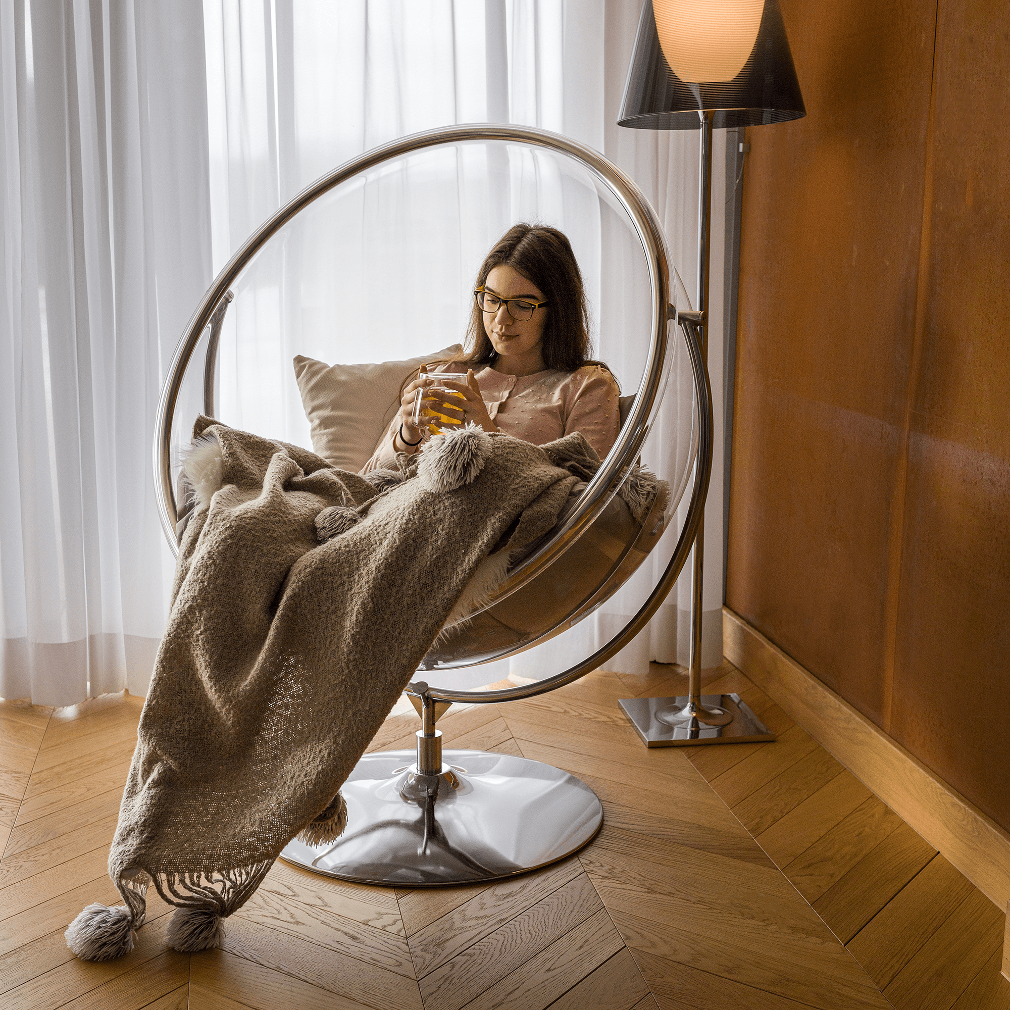 Fotoliu leagan BUBBLE, argintiu / gri