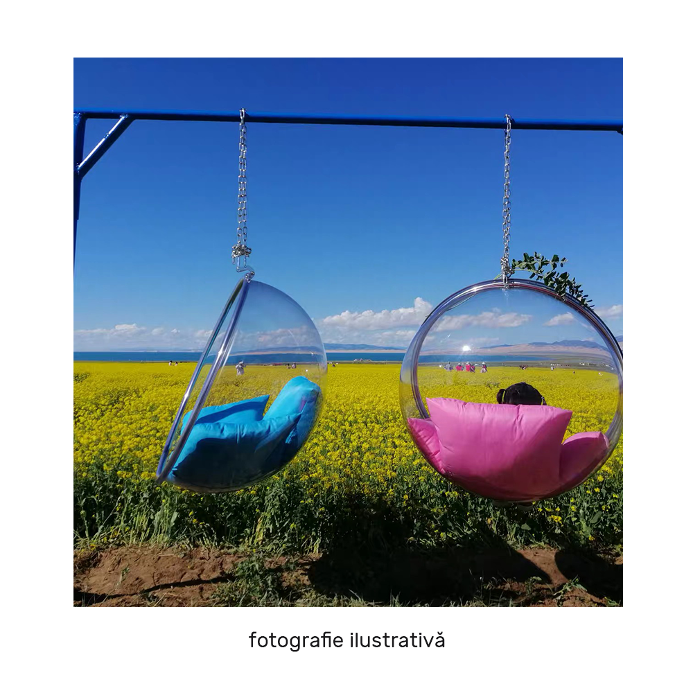 Fotoliu leagan BUBBLE, auriu / roz