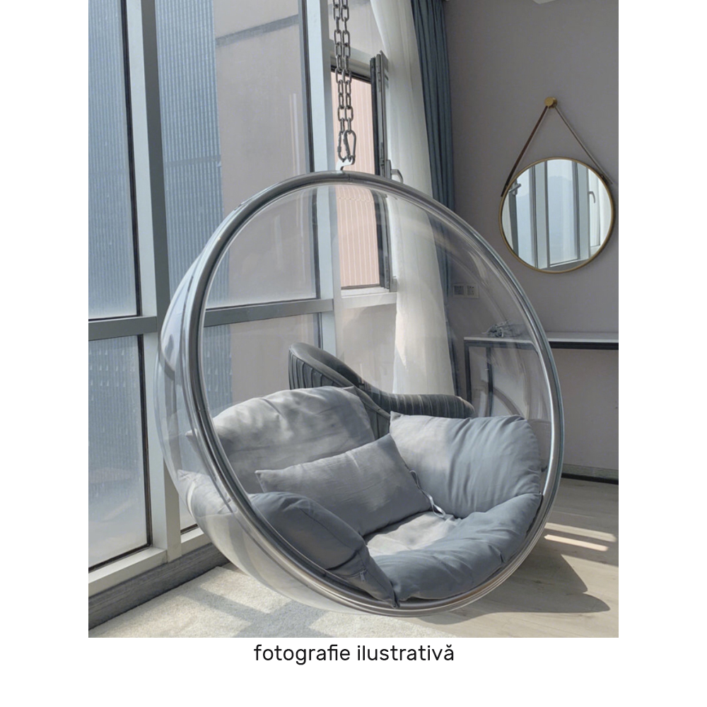 Fotoliu leagan BUBBLE, auriu / alb