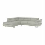 Set canapea cu spatiu de depozitare BUTON R, gri deschis, material textil, stanga