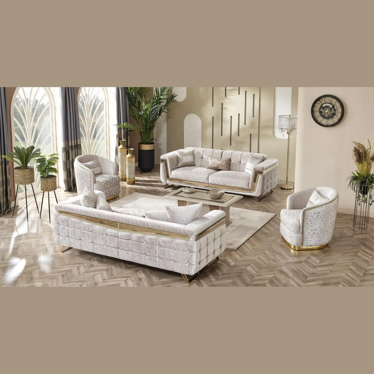 Canapea Chesterfild Milano în living, imaginea 2