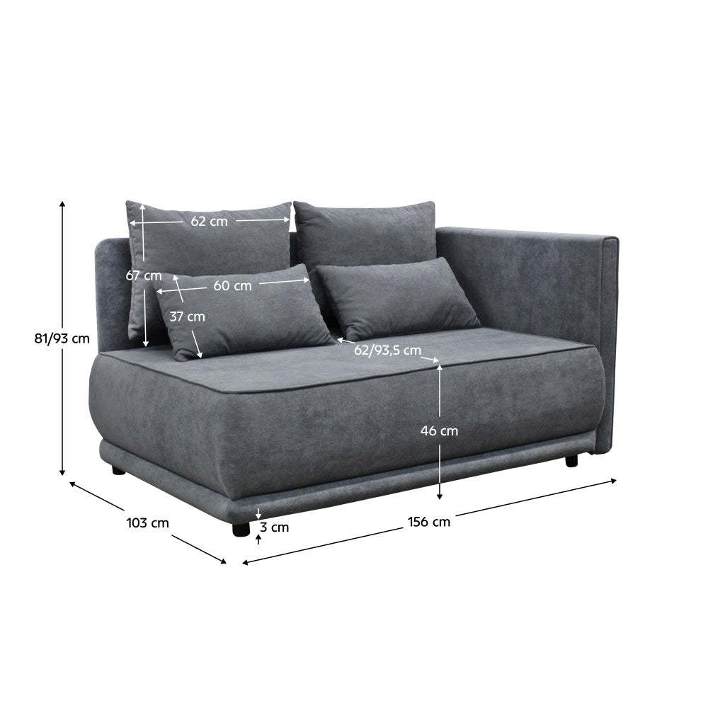 Canapea extensibilă Liami – schiță cu dimensiuni