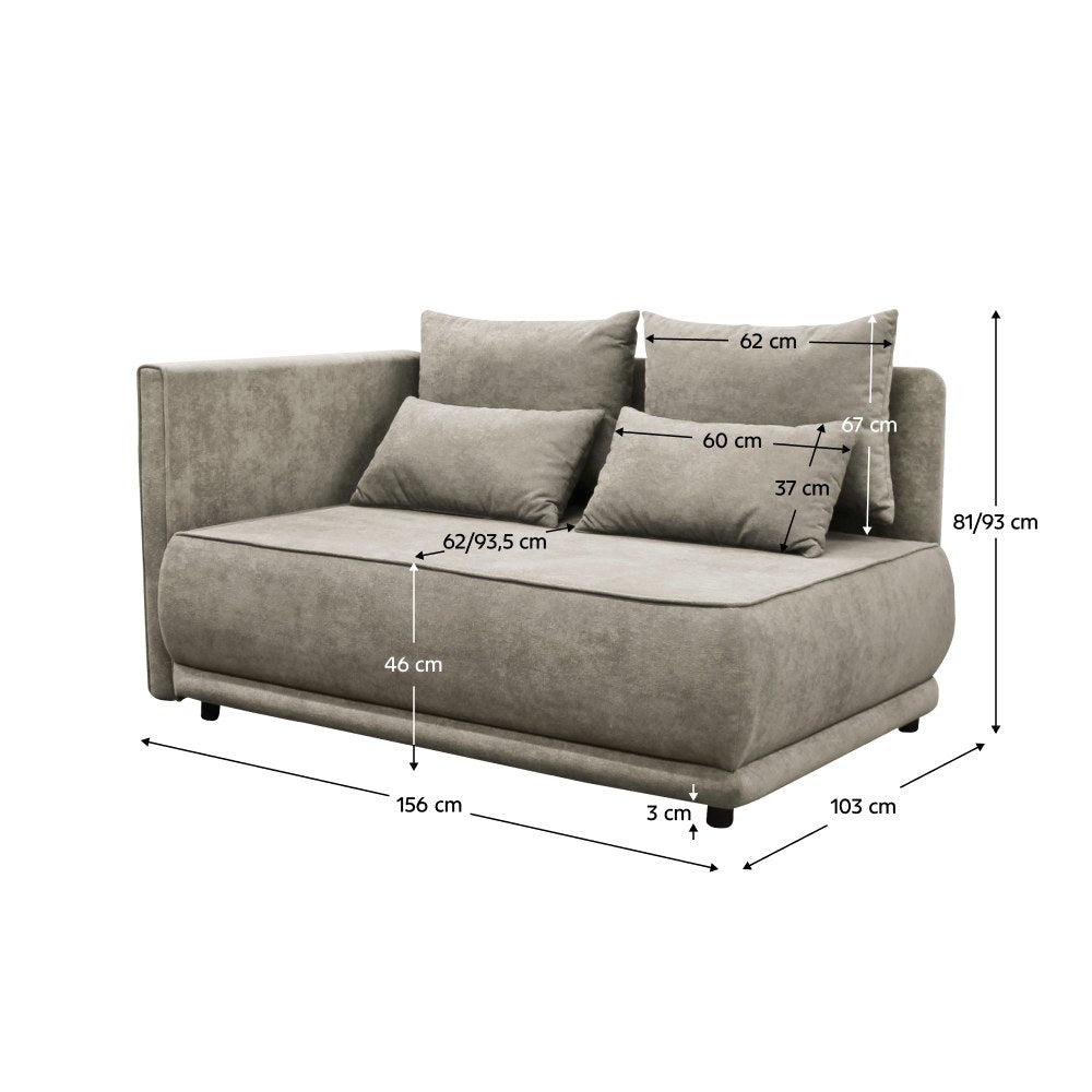 Canapea extensibilă Liami – schiță cu dimensiuni