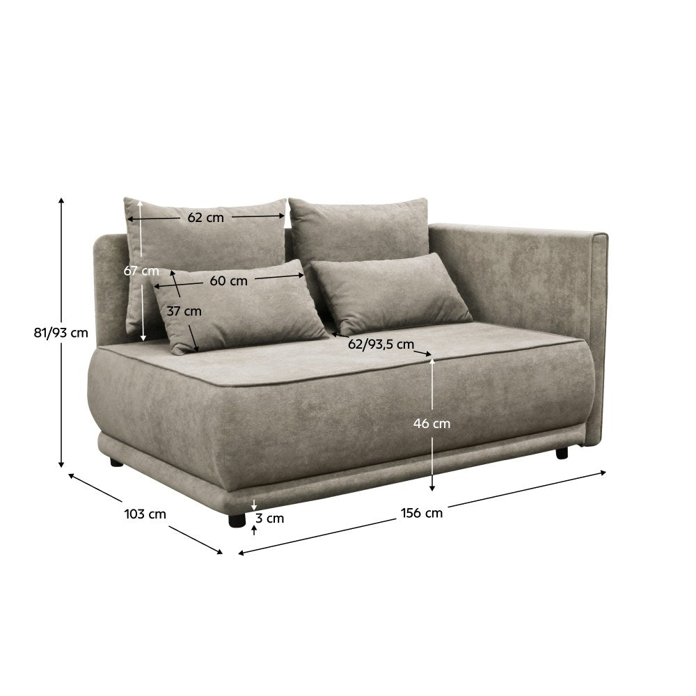 Canapea extensibilă Liami – schiță cu dimensiuni