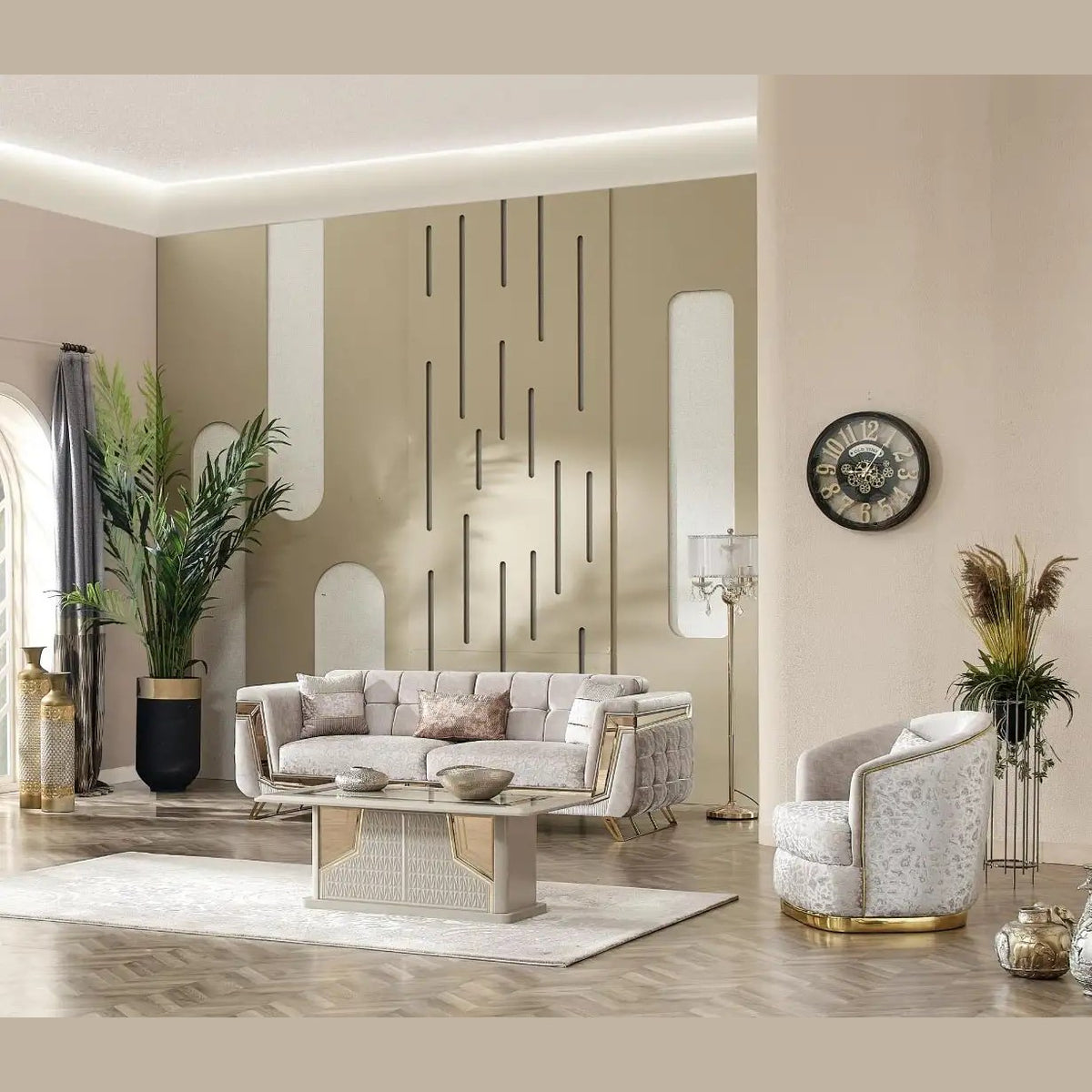 Canapea Chesterfild Milano în living, imaginea 4