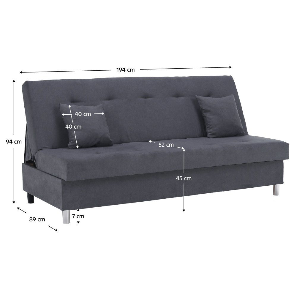 Canapea extensibilă Alada – schiță cu dimensiuni