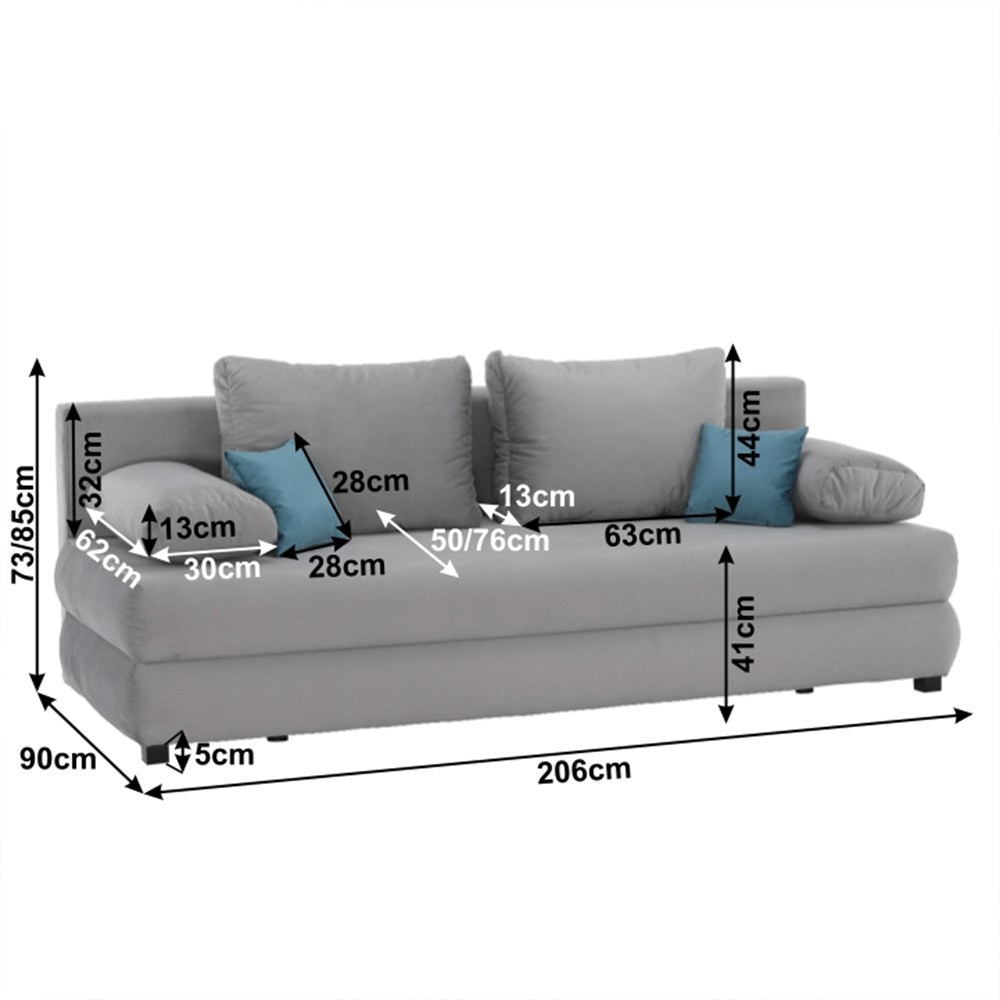 Canapea extensibilă Cliv – schiță cu dimensiuni