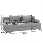 Canapea extensibilă Cliv – schiță cu dimensiuni