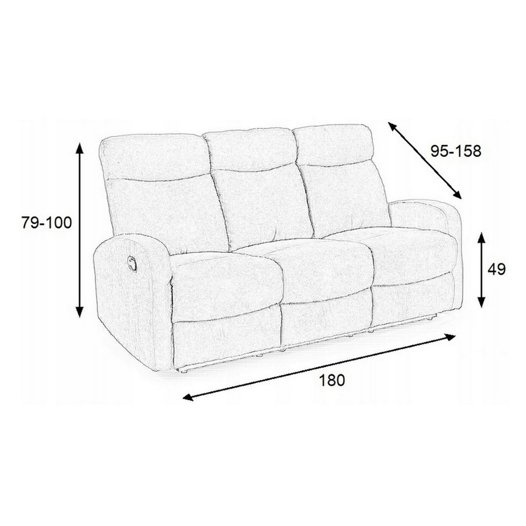 Canapea extensibilă Oslo 3S – schiță cu dimensiuni