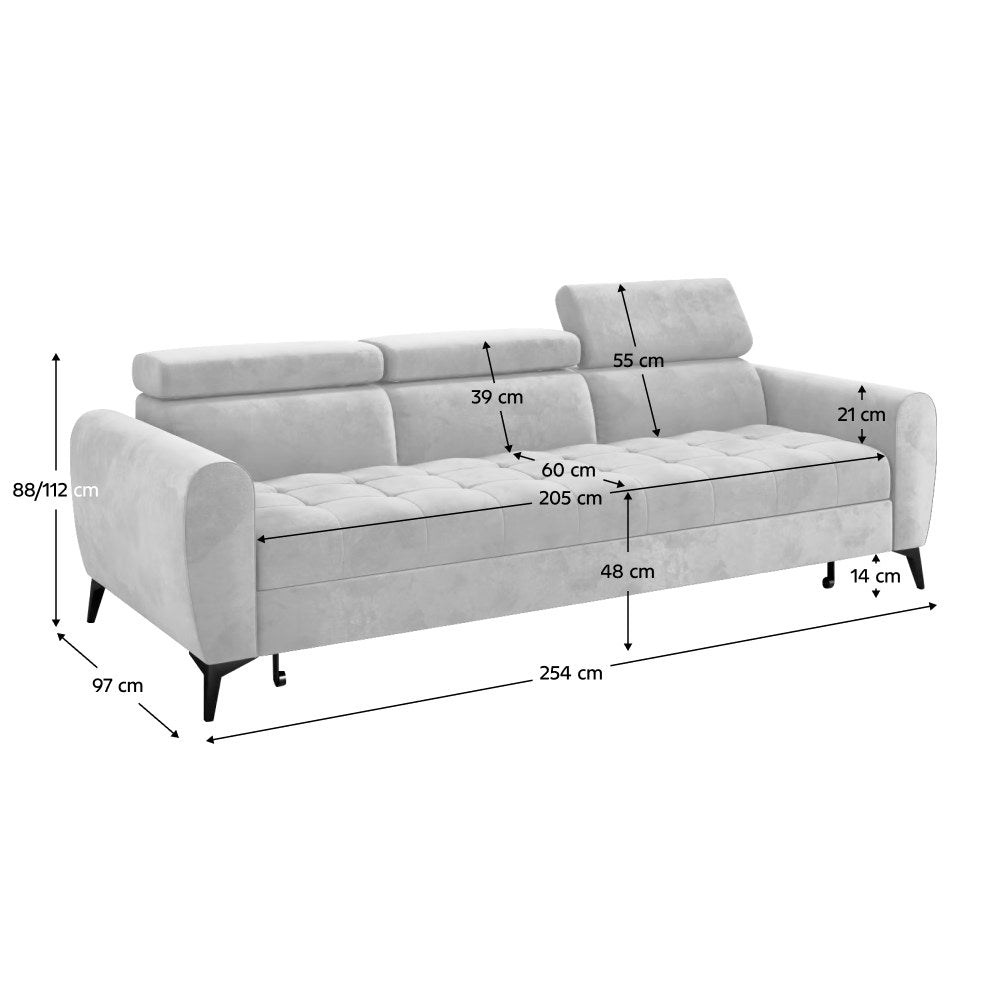 Canapea modulară Barelo – schiță cu dimensiuni