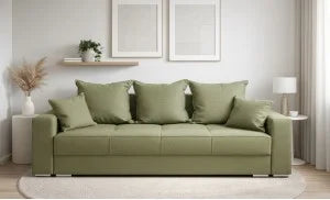 Set pat tapitat cu somiera rabatabila cu saltea inclusa, gri, 160x200 cm, Cezar