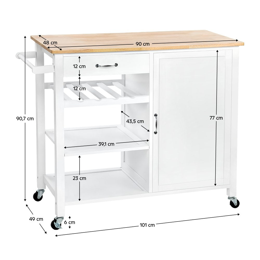 Cărucior servire Robins – schiță cu dimensiuni