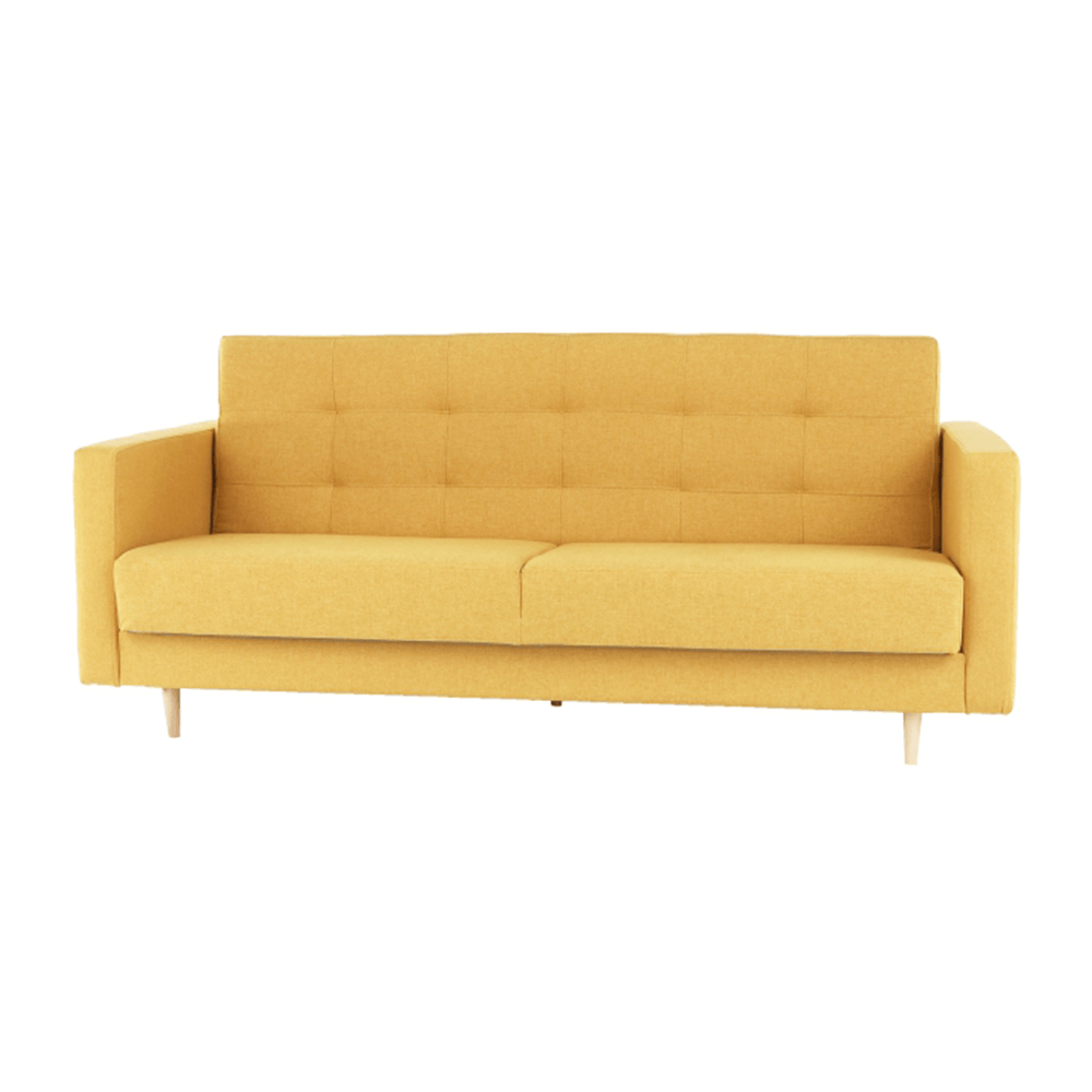 Canapea, tapitat 3 locuri, material textil mustar, AMEDIA