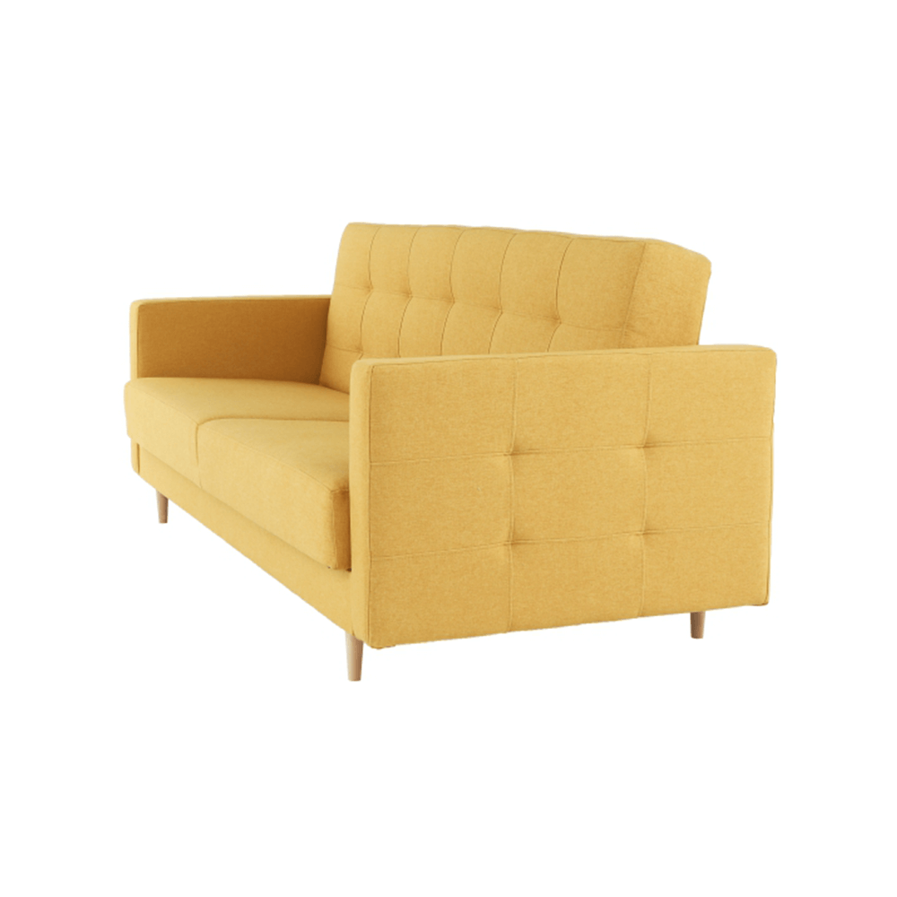 Canapea, tapitat 3 locuri, material textil mustar, AMEDIA