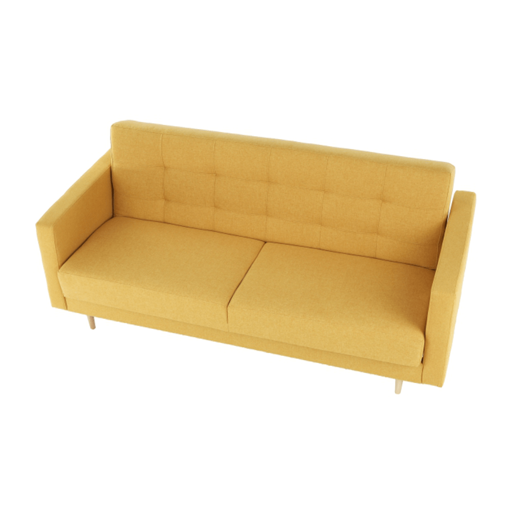 Canapea, tapitat 3 locuri, material textil mustar, AMEDIA