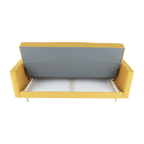 Canapea, tapitat 3 locuri, material textil mustar, AMEDIA