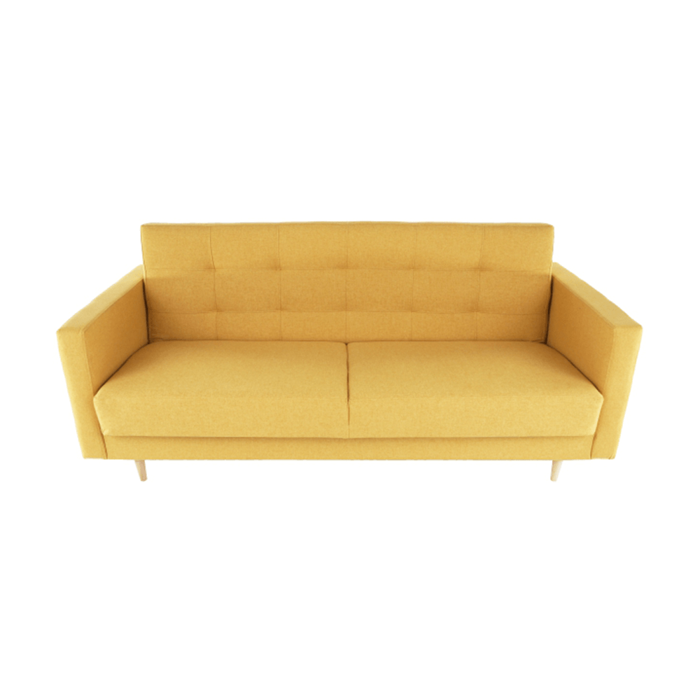 Canapea, tapitat 3 locuri, material textil mustar, AMEDIA