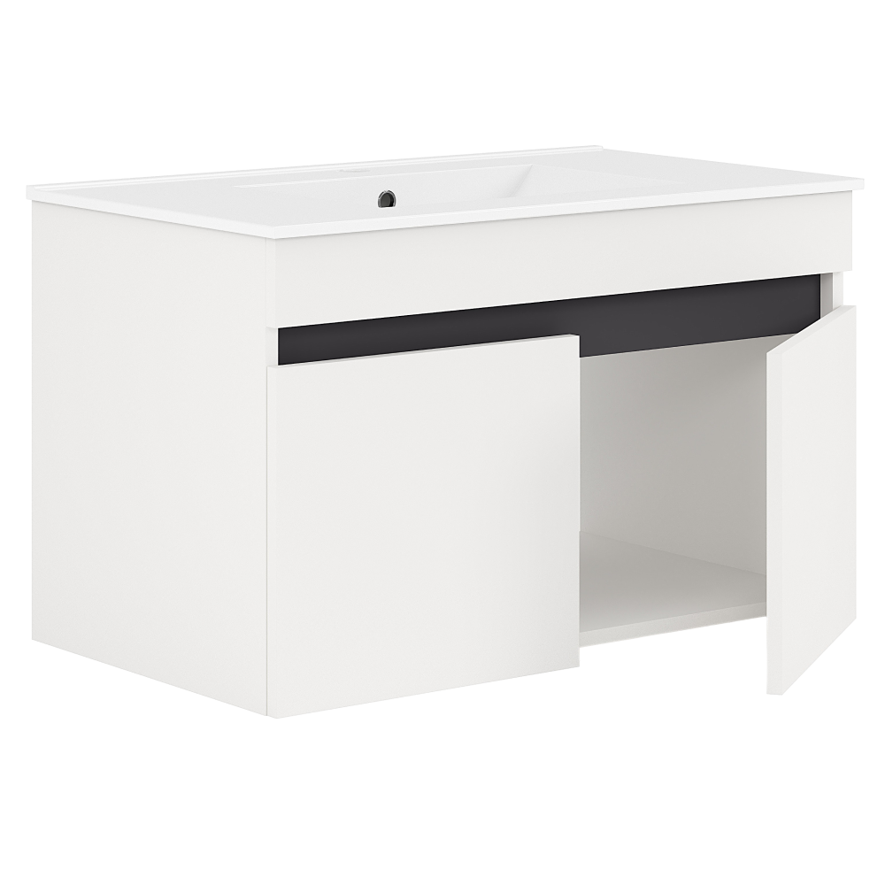 Mobilier baie CHOICE, alb / stejar artisan