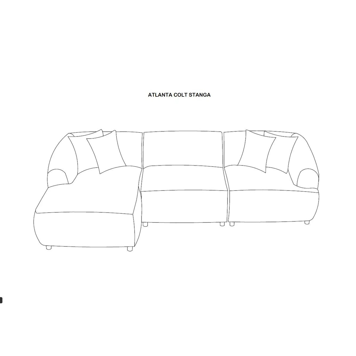 Colțar Atlanta – schiță cu dimensiuni
