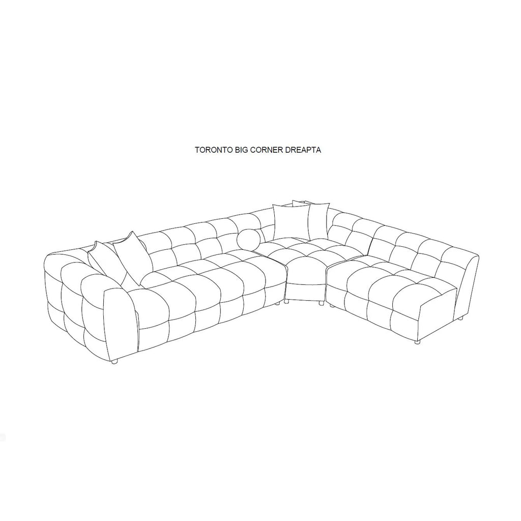 Colțar Toronto Big – schiță cu dimensiuni