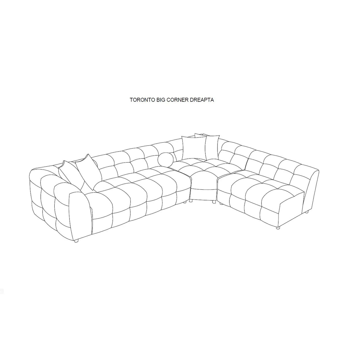 Colțar Toronto Big – schiță cu dimensiuni