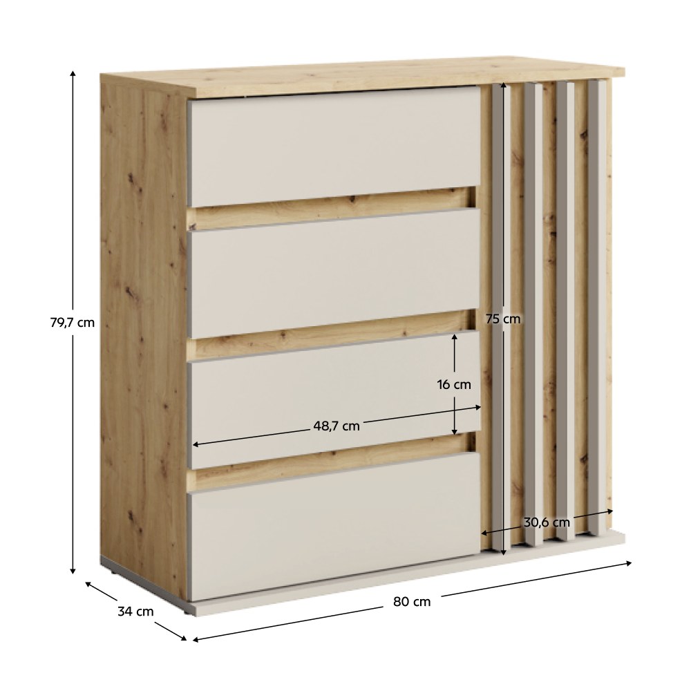 Comodă living Deris – schiță cu dimensiuni