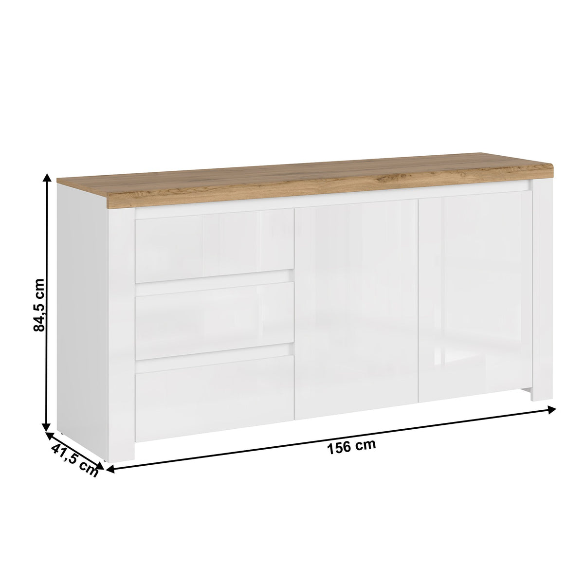 Comodă living Vilgo – schiță cu dimensiuni, imaginea 2