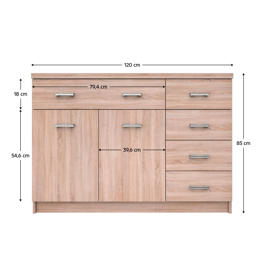 Comodă Topty – schiță cu dimensiuni