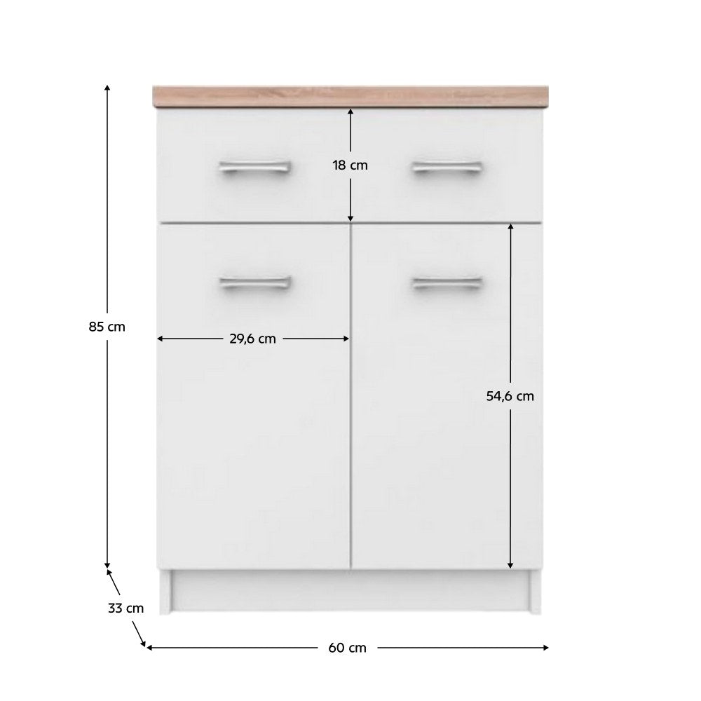 Comodă Topty – schiță cu dimensiuni