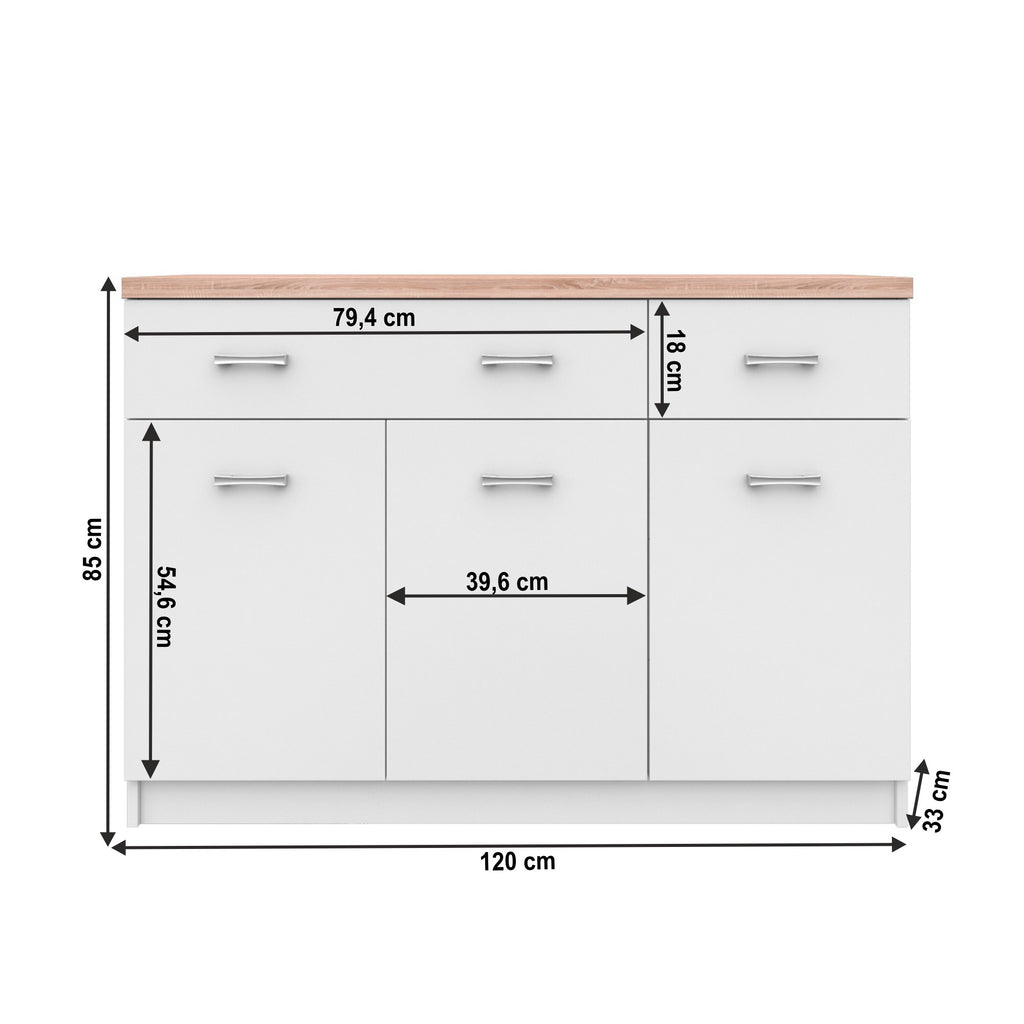 Comodă Topty – schiță cu dimensiuni