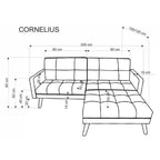 Canapea CORNELIUS, gri / negru
