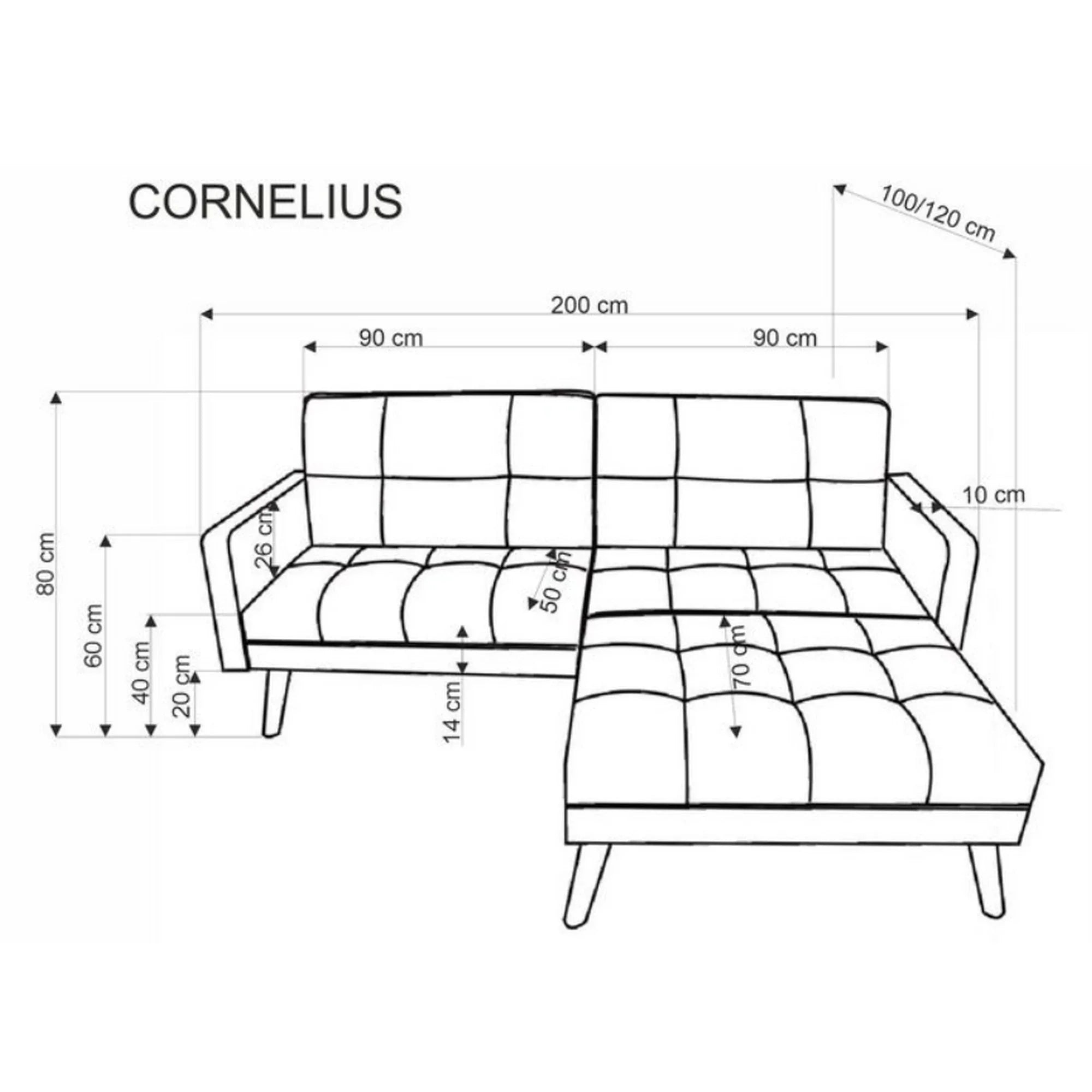 Canapea CORNELIUS, gri / negru