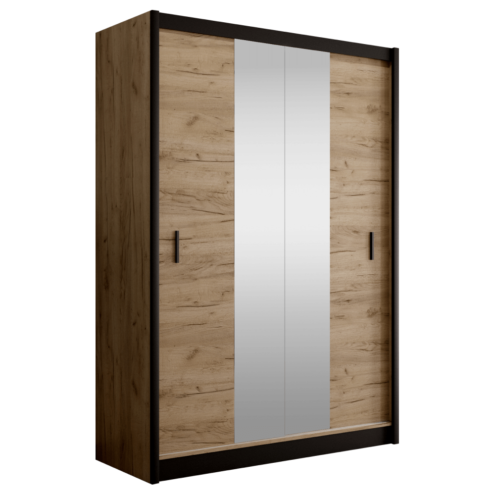 Dulap cu usi glisante CRAFT, negru/stejar craft