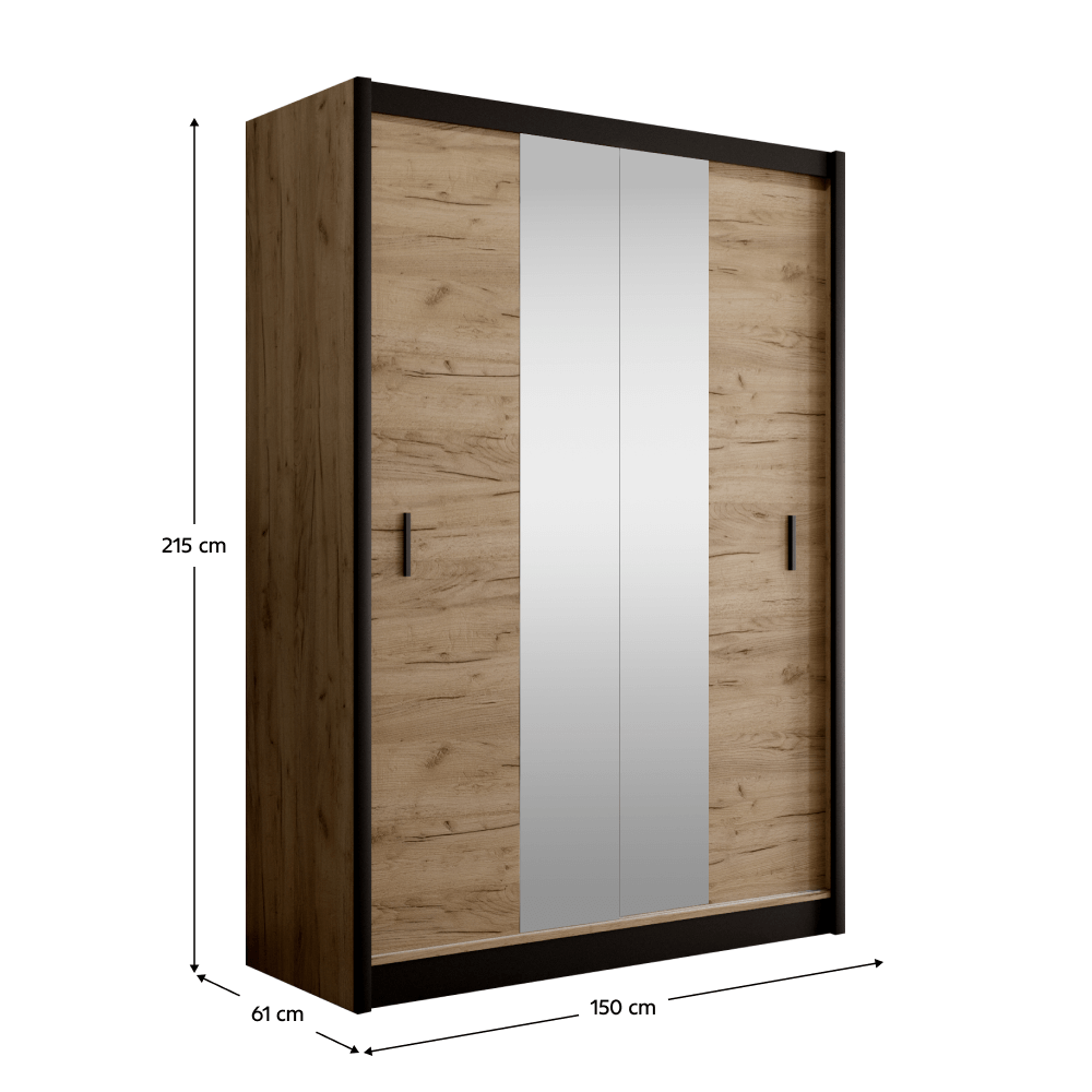 Dulap CRAFT, negru / stejar kraft