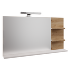 Oglinda cu iluminare LED CUBO CUB04, alb/stejar artisan