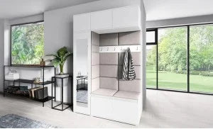 Set pat tapitat cu saltea inclusa, bej, 160x200 cm, Belicia