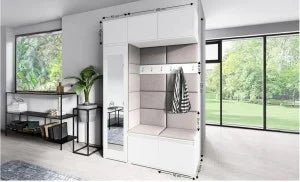 Set pat tapitat cu saltea inclusa, bej, 160x200 cm, Belicia