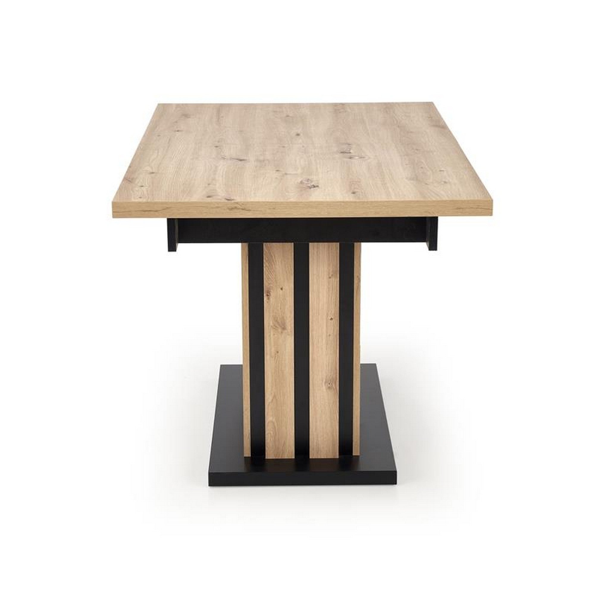 Masa, extensibila LAMELLO, stejar/negru, PAL laminat, 160/210x90x76 cm