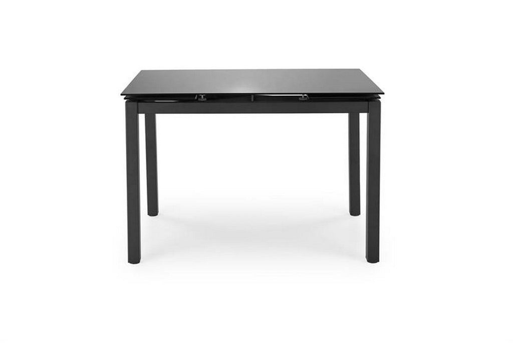 Set masa, extensibila cu 4 scaune JASPER, gri/negru, stofa clasica/sticla/metal