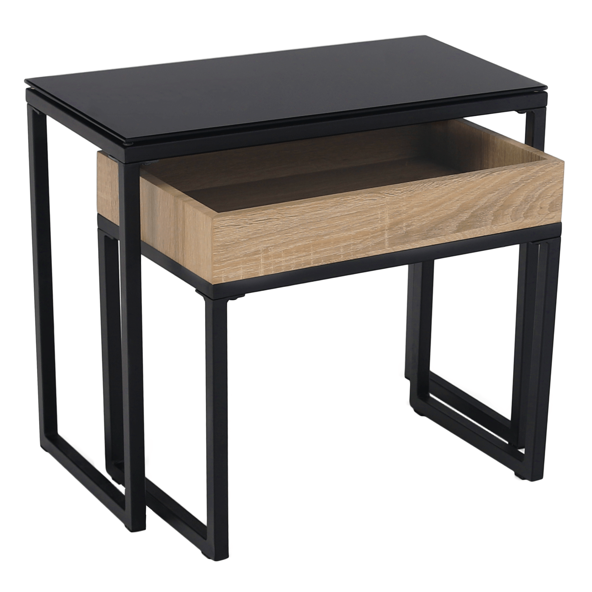 Set de doua mese de cafea DAGOR, stejar/negru