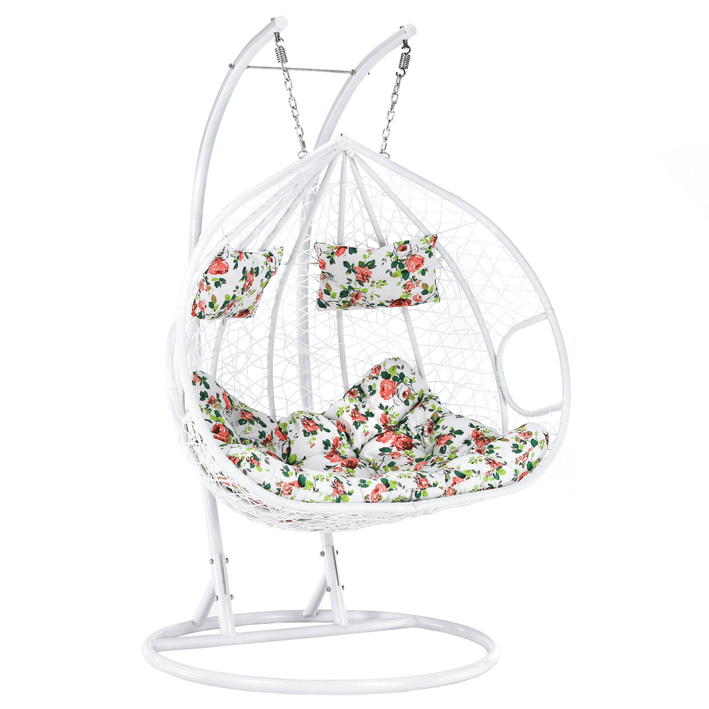 Scaun agatat dublu DALVEA 2 NEW, alb/model floral